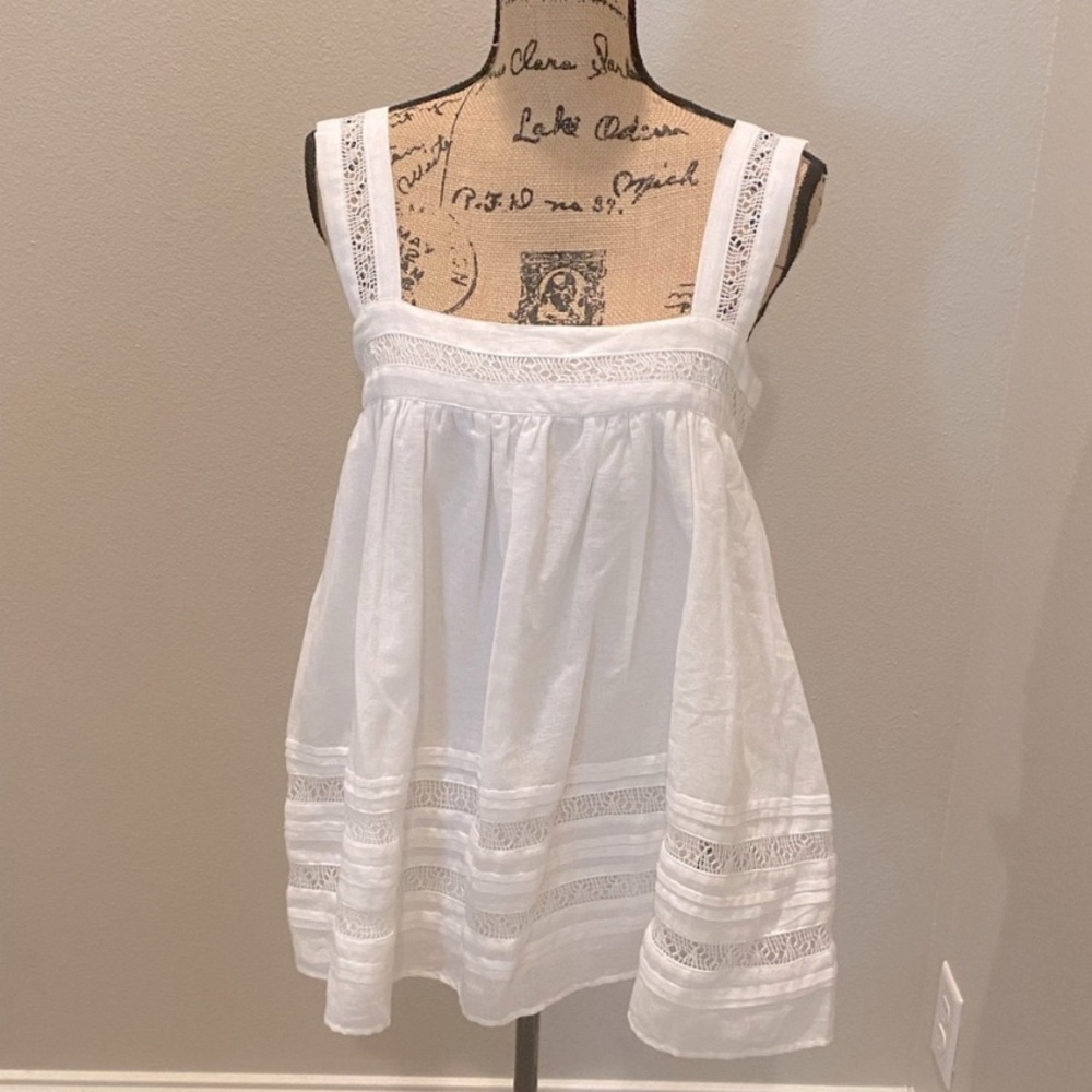 Mi Golondrina Lila Blanca Nieve White Blouse Top S NWT